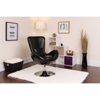 Flash Furniture Leather Egg Series Reception-Lounge-Side Chair in Black